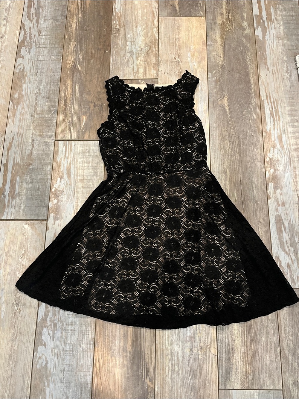 Black Floral Lace Fit-and-Flare Women’s Dress